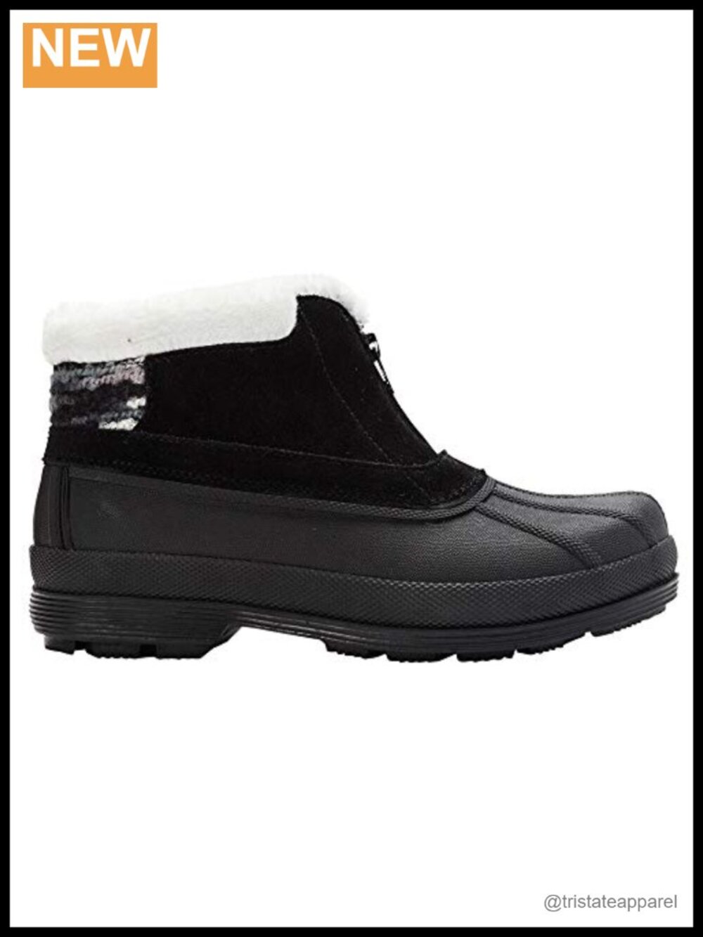 Ankle Zip Boots Faux Fur Suede Water Resistant Low Heel